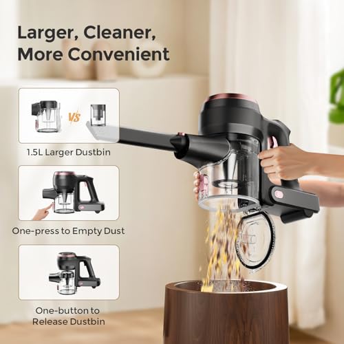 Image of Vazone S22 Cordless Vacuum Cleaners for Home, 6 in 1 Lightweight Stick Vacuum with 45KPa Powerful Suction, Self-Standing Vacuum Cleaners Rechargeable Cordless Vacuum for Pet Hair