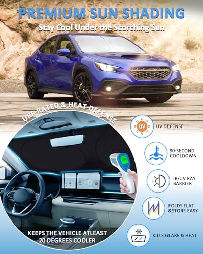 Image of Sun Shade for Impreza Windshield Sunshade fit for 2017-2022 2023 Subaru Impreza WRX /WRX STI Accessories Front Window Cover Shield Car Visor Protector Block UV Ray Heat