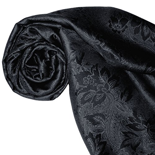 Lorenzo Cana Damski szal czarny czarny luksusowy elegancki tkany adamaszek kwiatowy wzór paisley z wiskozy z jedwabiu 55 cm x 190 cm - 8905888, antracytowy czarny, 55 x 190 cm