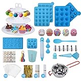 554PCS Cake Pop Maker Kit - Silicone Lollipop Molds Baking Supplies with 3 Tier Display Stand | Chocolate Candy Melting Pot | Bags and Twist Ties | Cakepop Sticks | Decorating Pen