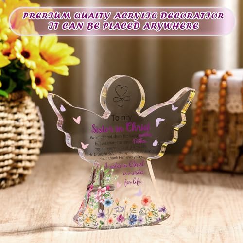 Gerrii Christian Gifts for Women Inspirational Religious Gifts for Her Bible Verse Desk Decor Spiritual Acrylic Plaque Decorative Sign for Birthday Christmas Mom Sister Friend (Sister in Christian) - Thumbnail 5
