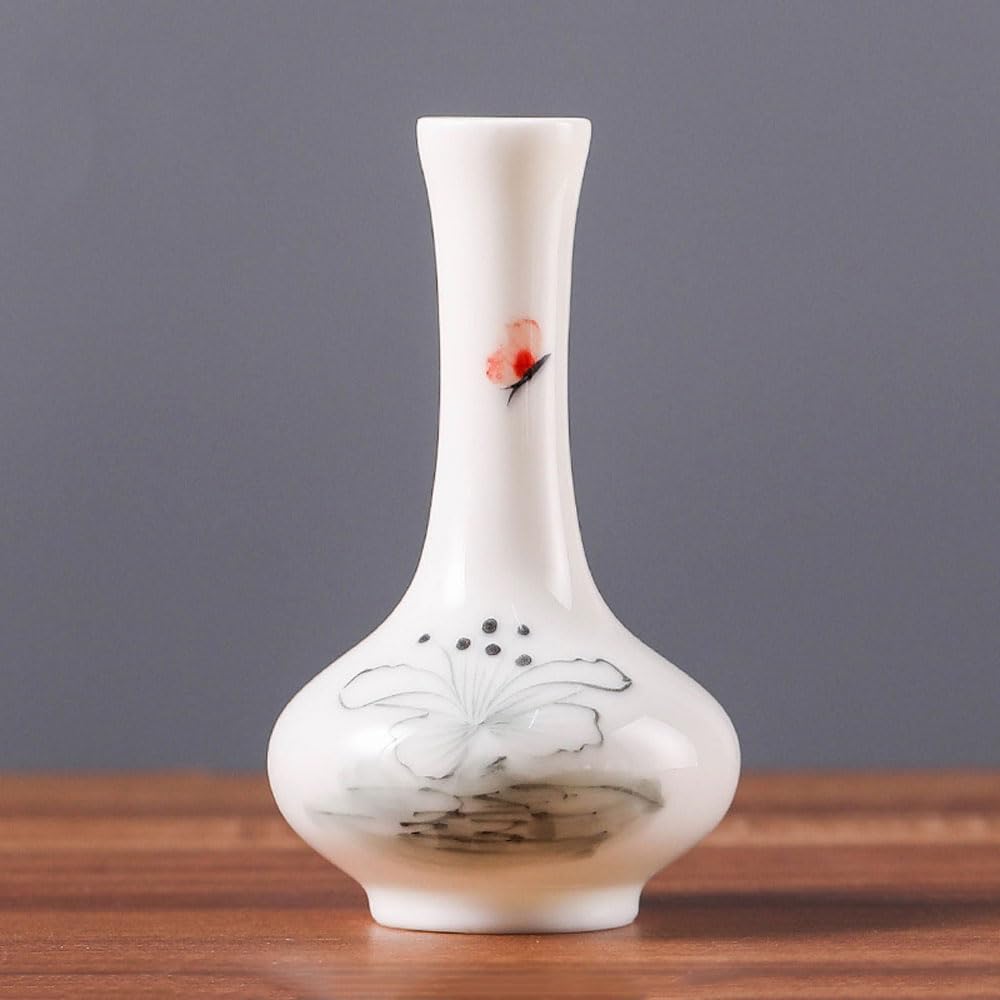 asdchZen Farmhouse Decor Hand Painted Colorful Ceramic Small Vase For Country Home Decoration, Living Room Decoration, Table Decoration, Fireplace, And Entrance Decoration Centerpieces,C