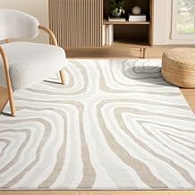 Abani Beige Area Rug - 5 x 8 - Living Room & Bedroom - Abstract Wave Design - Indoor Use - Easy to Clean, Stain Resistant, Non-Shedding - Neutral Collection