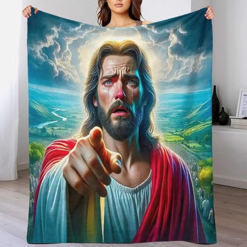 Couverture Jésus en flanelle sacrée avec impression 3D premium