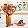12 Pcs Teak Wooden Utensil Set with Holder & Spoon Rest, Wooden Spoons for Cooking with Comfort Grip, Wooden Cooking Utensils Set for Nonstick Cookware, Lightweight & Heat Resistant Kitchen Utensils #5