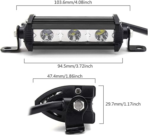 Miniatura 2 de Willpower Barra de luz LED de una sola fila de 4 pulgadas y 15 W, perfil bajo, ultra delgada, mini proyector para SUV, ATV, camión, barco