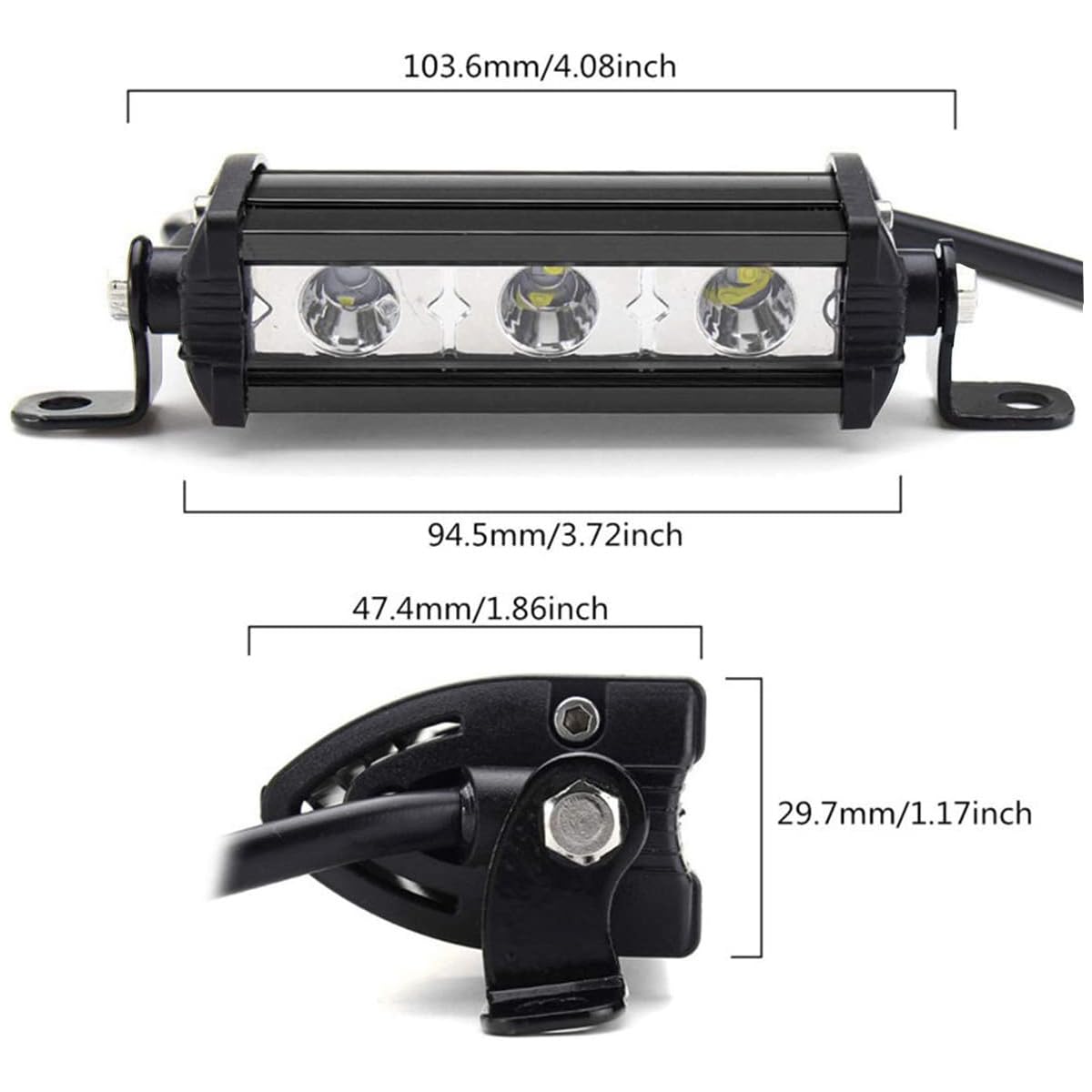 Willpower jednorzędowa listwa świetlna LED 4", 15 W, bardzo wąski profil, wąski mini reflektor dla samochodów osobowych, ciężarówek, przyczep, 4x4, SUV, ATV