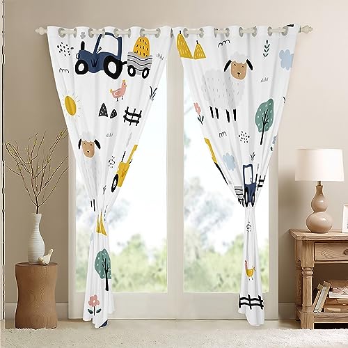 Homemissing Tractor Darkening Dreapes Cartoon Farm Equipment Trucks Curtains for Bedroom Living Room Kids Boys Decor Farm Animal Blackout Curtains Farm Nursery Decor Window Treatments W52*L63 - Image 4