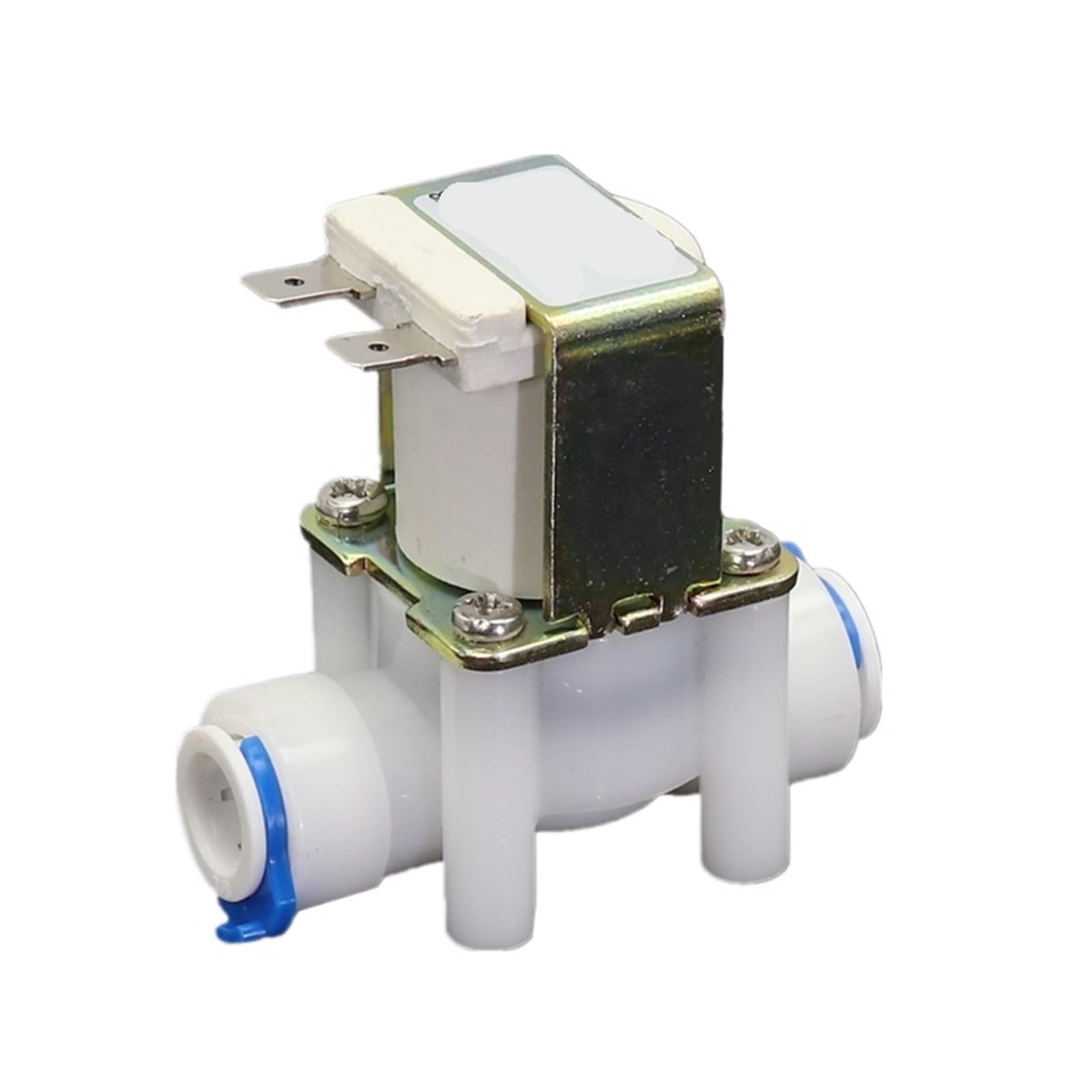Válvula solenoide 24V normalmente abierta con cuerpo de plástico recto y enchufe rápido 3/8