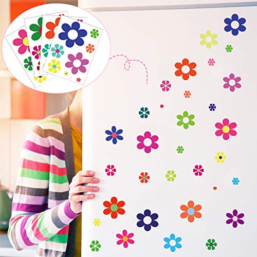 96 Pieces Car Flowers Stickers 60'S Hippie Theme Party Stickers Multicolored Daisy Stickers Vinyl Retro Flowers Decals Colorful Hippie Decals Flower Window Clings For Window Laptop Car Decoration #TOP6
