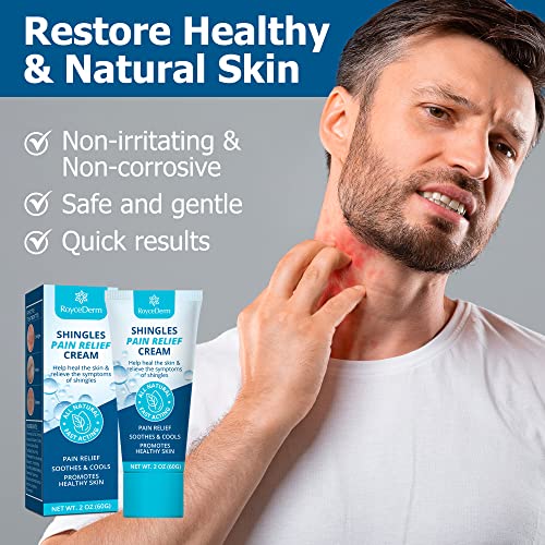 Roycederm Shingles Pain Relief Cream, Anti Itch Cream Extra Strength, Shingles Treatment, Shingles Itchy Relief Cream, for Eczema, Shingles, Nerve Pain, and Rashes.
