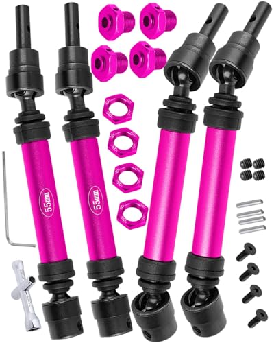 hopsupRC RC Drive Shafts Upgrades Part for 1/8 Typhon 3S BLX,Typhon Mega 550,RC #45 Steel CVD,Harden Front Rear Driveshaft Axles Hops up(4PCS),Pink