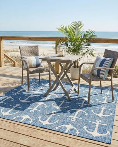 Tapete Outdoor Coastal 8 Ft Azul Lavable