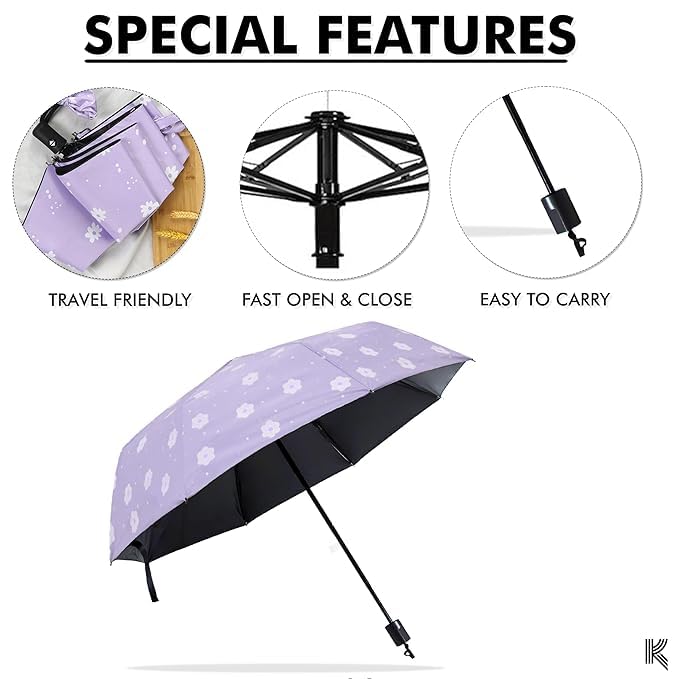 Image of Kraptick Printed Travel Umbrella for Rain, UV, Wind Proof, Water-Proof Umbrella for Men /Women /Boys /Girls /Kids (UMBR-02)