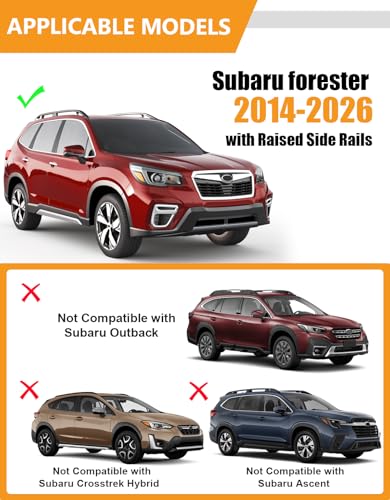 Image of KINGGERI 300lbs Roof Rack Cross Bars Compatible with Subaru Forester 2014-2026 with Raised Side Rails (Not for Wilderness), Lockable Heavy Duty Aluminum Roof Rails Crossbars Luggage SUV Accessories