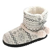 ARtray Ladies Cute Boot Slippers, Childrens Girls Non-Slip Cotton Snow Boots, Fashion Cartoon House Knitted Slippers, Memory Foam Fluffy Cosy Slippers, Winter Plush Lined Warm Shoes For Kids