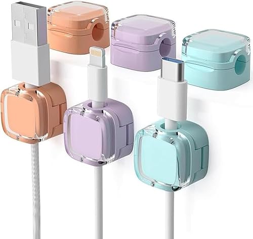 Paquete de 6 clips magnéticos para cables, soporte organizador de cables, organizador de cables de escritorio con adhesivo fuerte, organizador de
