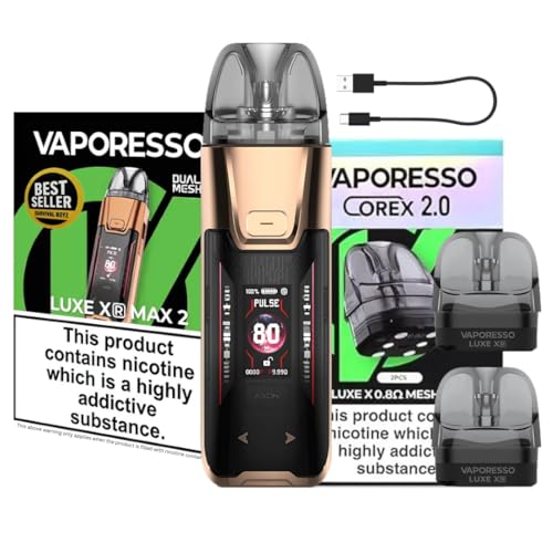 Vaporesso Luxe XR Max 2 Vape Kit [Imperial Red Leather + Luxe X Pods 0.8] - 8 colours - 3200mAh Mega Battery 2A Fast Charge 80W Output 0.96 TFT-Works with Luxe X XR Pods & GTX coils-No Nicotine