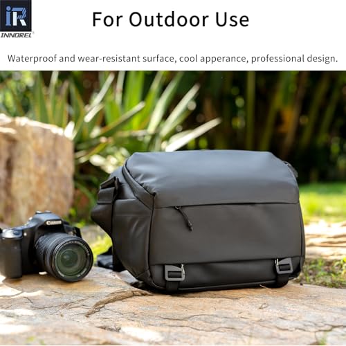 Image of INNOREL Camera Sling Bag,DSLR /SLR /Mirrorless Travel Waterproof Camera Bags Case Crossbody for Photographers with Tripod Holder and Removable Modular Inserts,6 Liters,Black