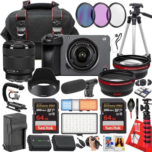 Sony FX30 Digital Cinema Camera with Sony FE 28-70mm f/3.5-5.6 OSS Lens + 128 GB Memory + Microphone + LED Light + More (34pc Bundle) (Renewed)