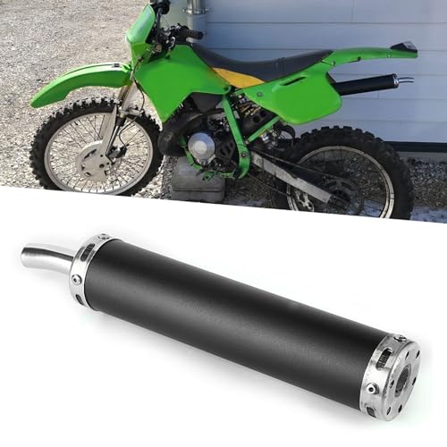 silenziatore tempi-Silenziatore di Scarico Silenziatore 20mm / 0,8 Pollici Uscita in Acciaio Inossidabile Punta di Scarico Silenziatore Bruciato per Moto a 2 Tempi(nero)