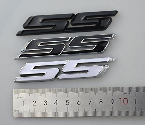 Image of Aimoll 2pcs SS Emblems ABS Sticker 3D Logo for Impala Cobalt Camaro 2010 2011 2012 2013 2014 2015 2016 2017. (White)
