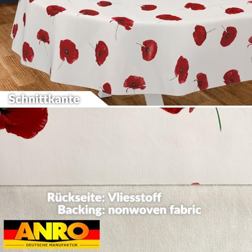 Nappe en toile cirée imperméable et lavable ANRO ovale coquelicots