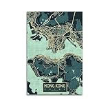 Landmark Poster Hongkong Blueprint Map Poster, moderne 