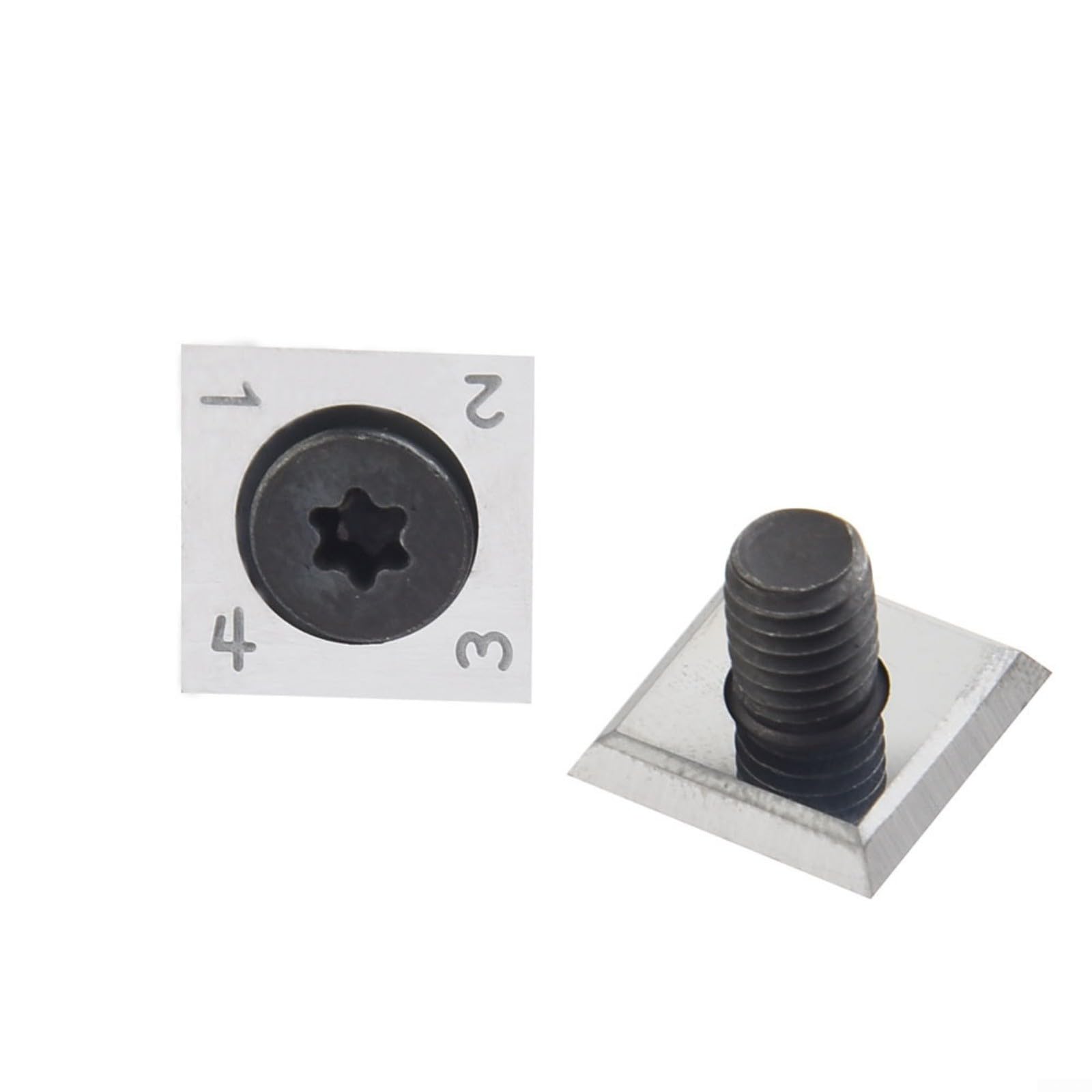 Wendeschneidplatten,Wendeplatten Wendemesser 10 Stück Ersatzklingen, Hartmetalleinsätze Vierkant seitig geschärft Austauschbare Hartmetall für Planfräser für Holz Drechselwerkzeug (14x14x2mm)