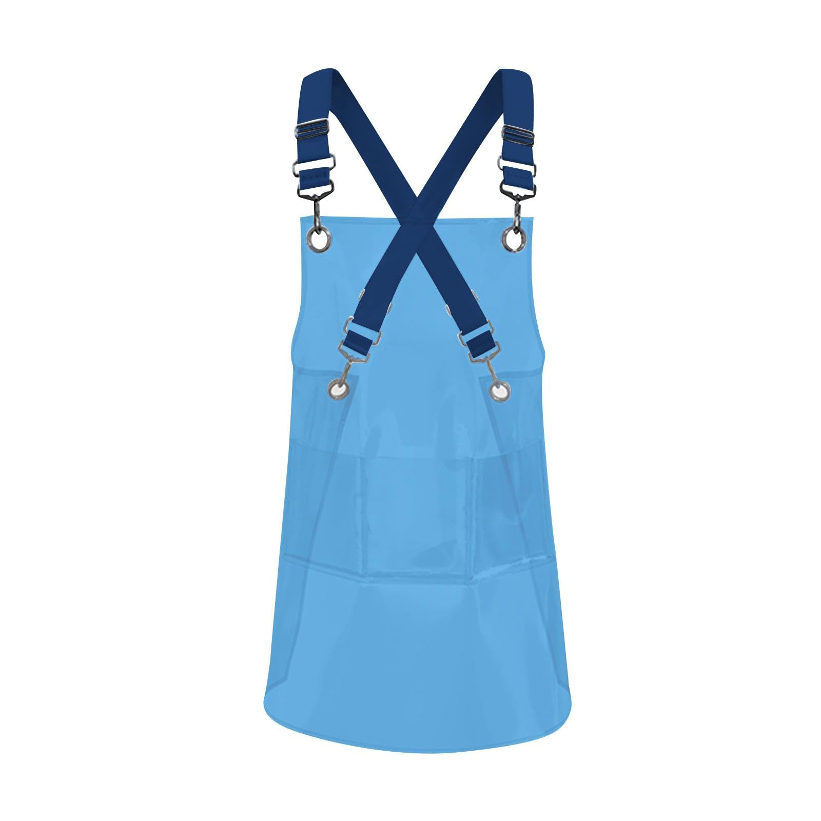 Tablier de jardinage transparent durable Tablier de chef nordique DIY Occasion Tablier en TPU Bleu Longueur 60 cm