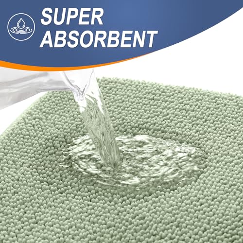 Image of OLANLY Thick Memory Foam Bathroom Runner Rugs 59x20, Extra Soft Absorbent Long Bath Rug, Quick Dry, Non-Slip, Machine Washable Bath Mat for Bathroom, Tub and Shower, Home Decor Accessories, Sage Green