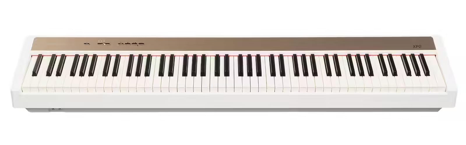 Woodbrass XP2 Piano Numérique Portable Bluetooth Blanc - Clavier toucher lourd réaliste 88 touches - 189 polyphonies, 12 sonorités - Piano idéal pour débuter et se perfectionner
