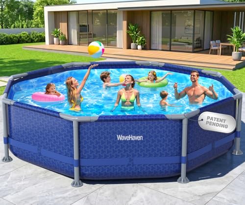 WaveHaven 2026 Above Ground Pool,10ft x 30in Frame Deep Swimming Pool,Round Family Pool,Large Above Ground Pool Easy Set,1200 Gallon Pool,Outdoor Backyard Pool for Kids,Adults-Blue,Pump Not Included