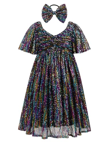 IBAKOM Girl Sparkly Sequins Prom Dress Teen School Dance Formal Pageant Outfits Tween Fancy Birthday Juniors Wedding Dress3