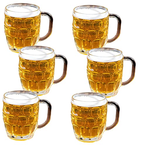 LavoHome Dimple Stein European Stein Style Beer Glass Mug With Handle -16 oz (6)