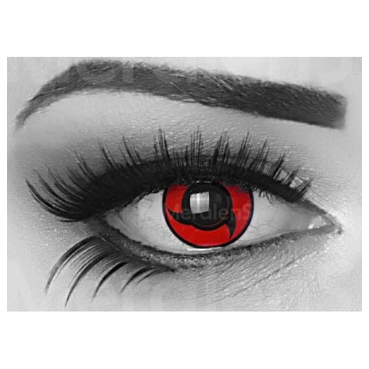 Funnylens - Juego de lentes de contacto Itachi con estuche para lentillas, ideal para carnaval, Halloween, carnaval y disfraz.
