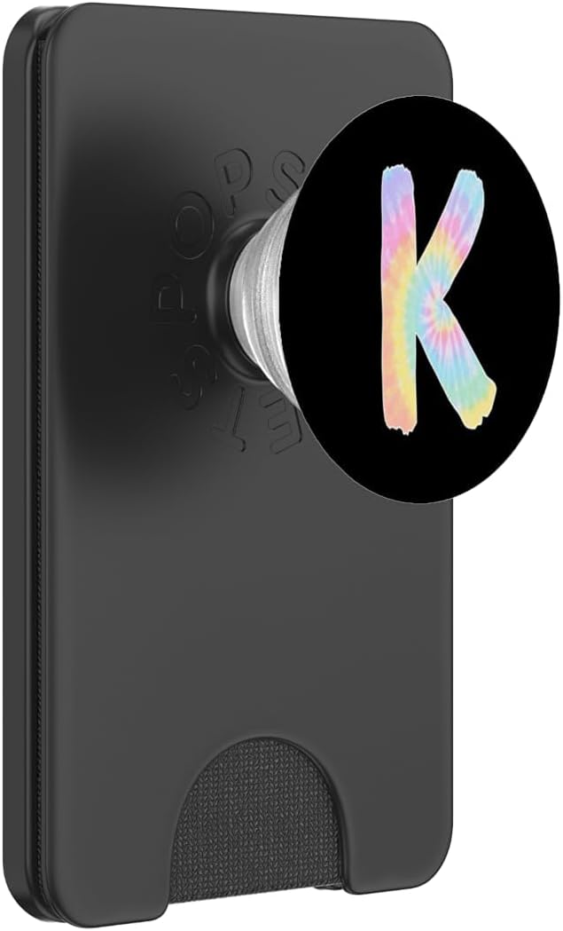 70s Tie Dye Retro Vintage Letter K Initial: Letter K Tie Dye PopSockets PopWallet for MagSafe