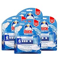 Duck Fresh Discs Toilet Bowl Cleaner, Marine Fragrance, Reusable Dispenser and 1 x Gel Refill with 6 Toilet Discs, 36mL Tube (Pack of 4)