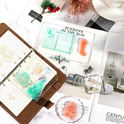 Whaline Large Acrylic Stamp Block Clear Stamping Tools Set With Grid Lines For Art Crafts Scrapbooking, 4 Pack #TOP4