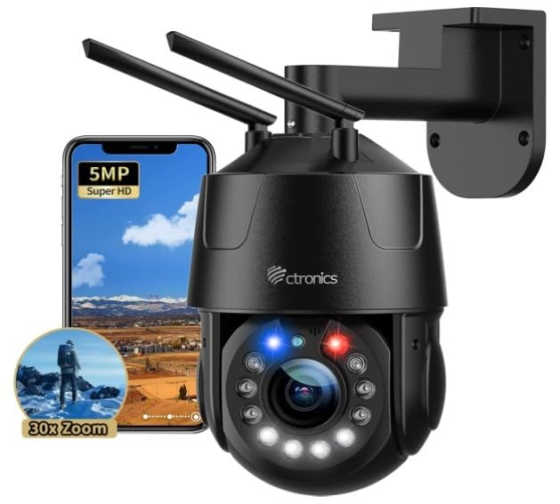 【30倍光学ズーム × 150m超長距離暗視】Ctronics 295C Ctronics 5MP 30X 光学ズーム金属 WIFI セキュリティ カメラ (オート