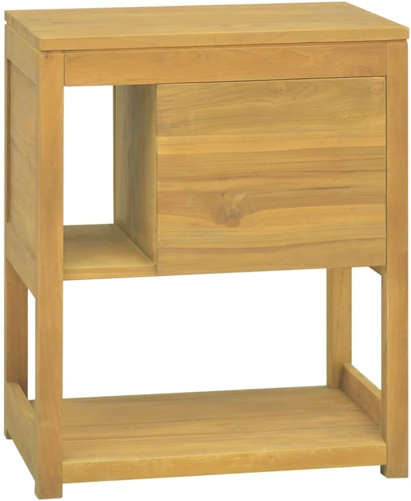 Natural Teak Wood Bathroom Cabinet, Oiled Finish, 23.6x23.6x29.5 Inch Rectangular Storage Cabinet for Towels, Toiletries, and Home Organization