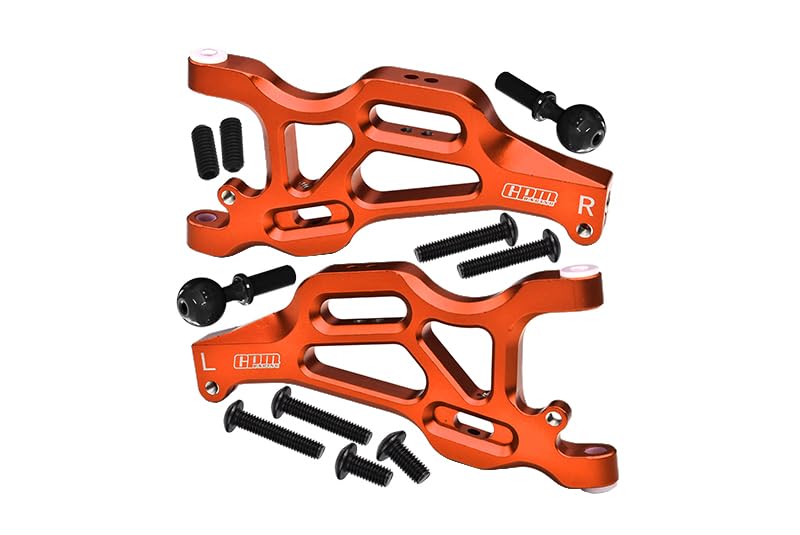 GPM For Arrma 1/7 Mojave 6S BLX Upgrade Parts Aluminum Front Lower Arms - 2Pc Set Orange