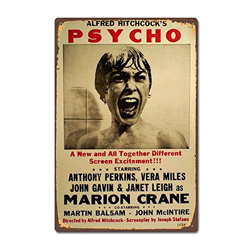 Yelenacca Metal Tin Sign 8X12 Inches Classic Psycho Poster Horror Film Movie Vintage Retro Tin Sign