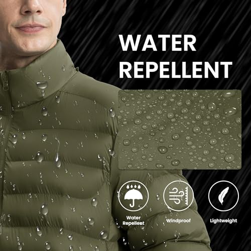 Image of Gopune Men's Lightweight Puffer Jacket Detachable Hooded Water Resistant Puffy Winter Down Jackets for Snow Ski Travel
