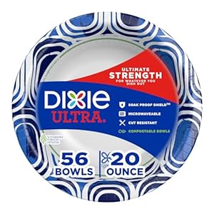 Dixie Extremely, Massive Paper Bowls, 20 Oz, 56 Rely, Microwave Protected, Compostabl