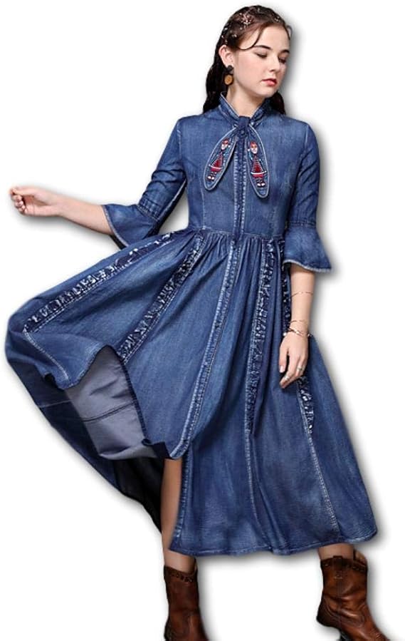 Amazon Co Jp ジズル Zizzle レディース Aライン 刺繍 デニム ワンピース ボヘミアン ファッション 向け M 服 ファッション小物 Amazon Co Jp ジズル Zizzle レディース Aライン 刺繍 デニム ワンピース ボヘミアン ファッション 向け M 服 ファッション小物