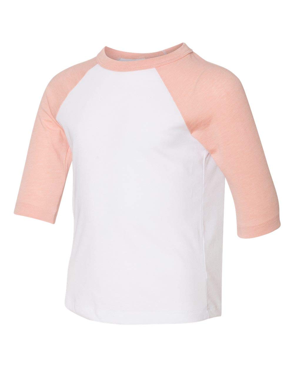 Bella + Canvas Toddler 3/4-Sleeve Baseball T-Shirt 5T WHITE/ HTH PEACH