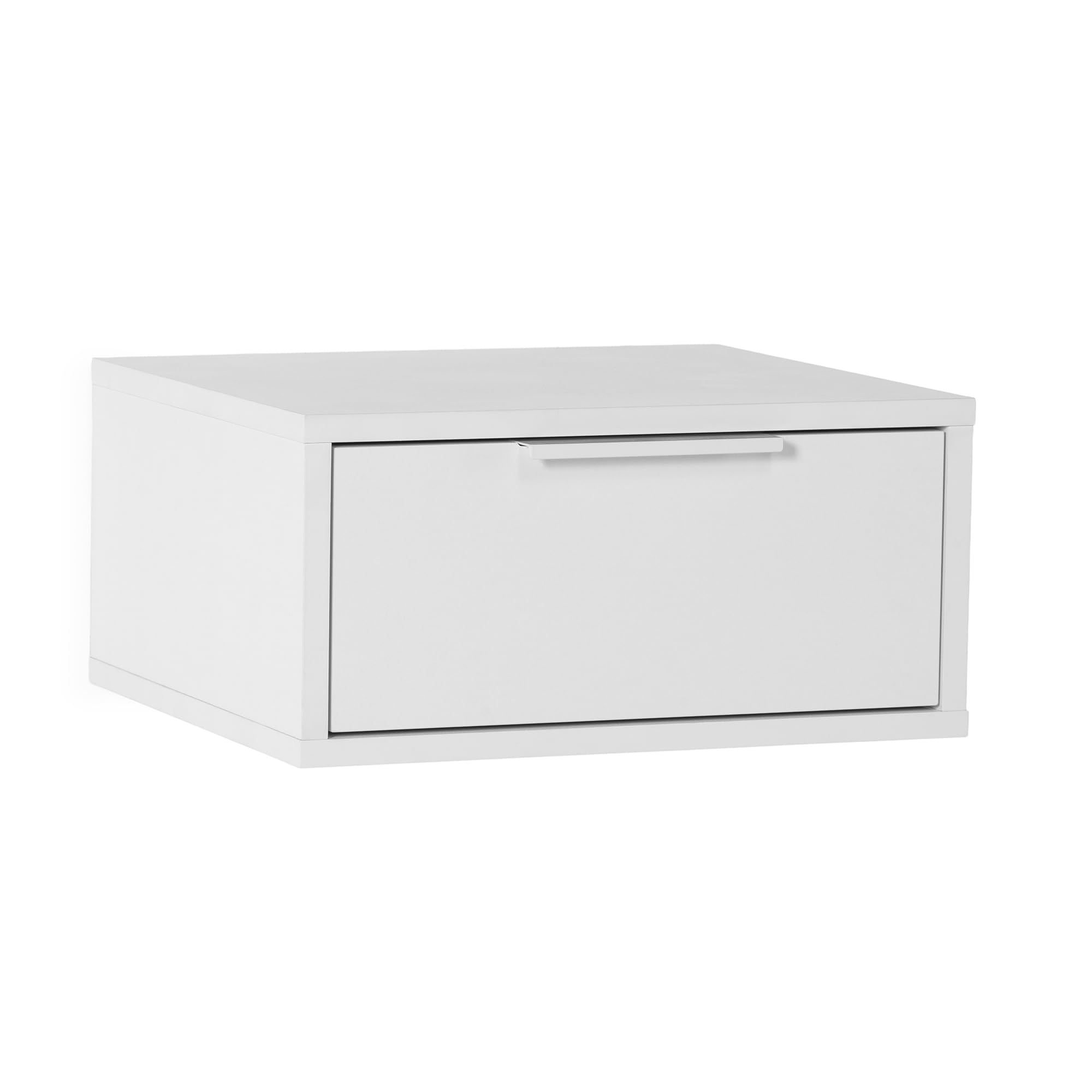HOMN LIVING Mesita de Noche Flotante Auri 1 cajón Color Blanco, 40 cm (Ancho) 35 cm (Profundo) 19 cm (Altura)