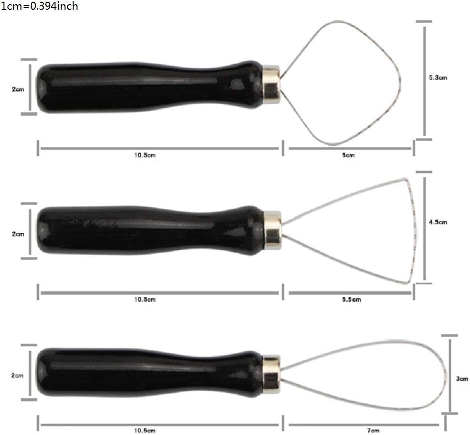 COMIART 3pcs Pottery Clay Molding Sculpting Tools Kit with Black Handle