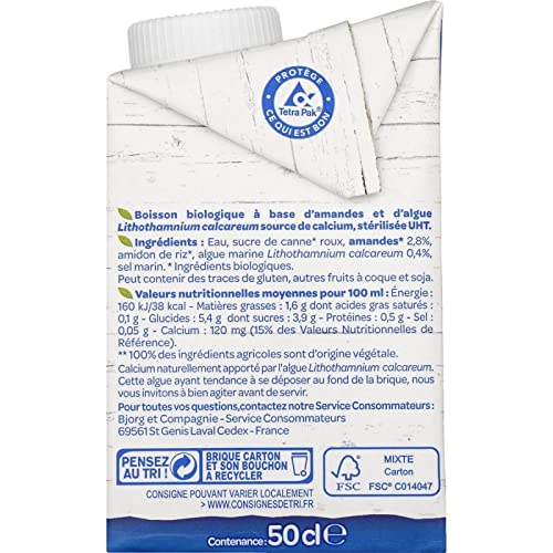 LAIT D'AMANDE BIO 50CL, BJORG, LOT DE 4